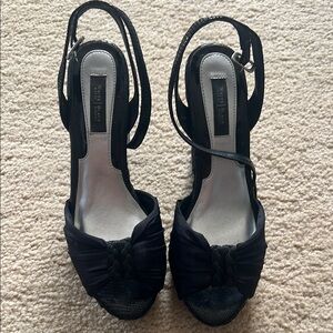 White House Black Market Women's Black Wedge Sandals